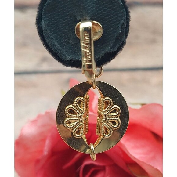 Vintage Park Lane Earrings Gold Tone Articulating 3-D Dangle Drop Clip On - Picture 8 of 10